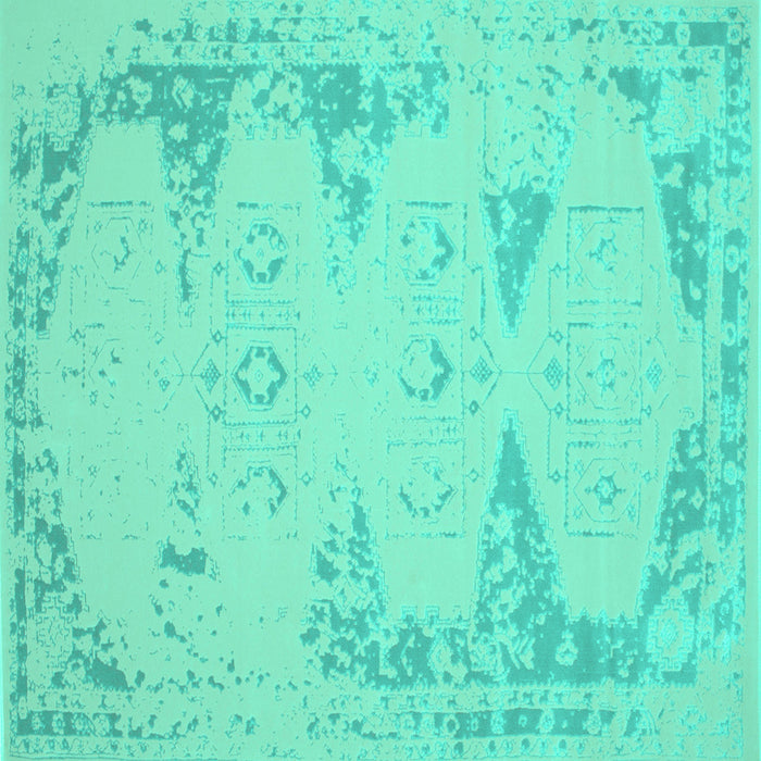 Square Abstract Turquoise Contemporary Rug, con139turq