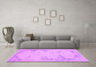 Machine Washable Abstract Purple Contemporary Area Rugs in a Living Room, wshcon139pur