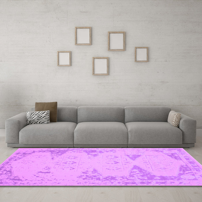 Machine Washable Abstract Purple Contemporary Area Rugs in a Living Room, wshcon139pur
