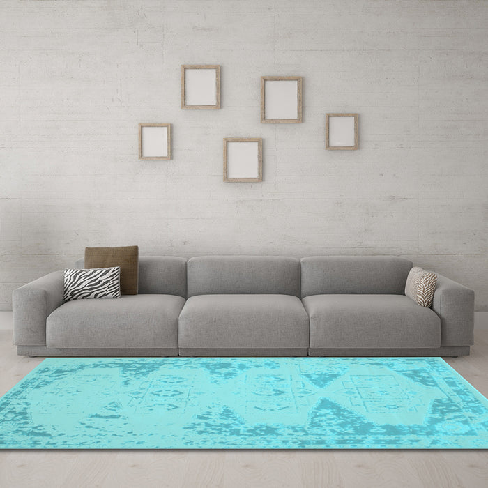 Machine Washable Abstract Light Blue Contemporary Rug in a Living Room, wshcon139lblu