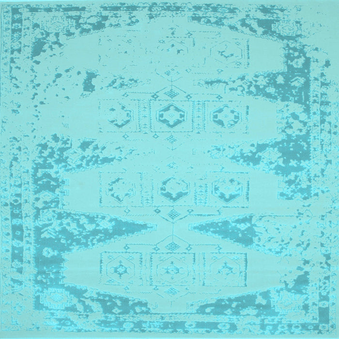 Square Abstract Light Blue Contemporary Rug, con139lblu