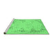 Sideview of Machine Washable Abstract Emerald Green Contemporary Area Rugs, wshcon139emgrn