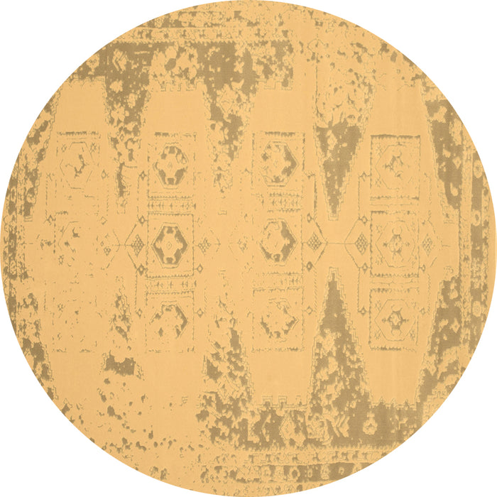 Round Abstract Brown Contemporary Rug, con139brn