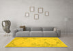 Machine Washable Abstract Yellow Contemporary Rug in a Living Room, wshcon139yw