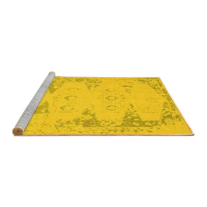 Sideview of Machine Washable Abstract Yellow Contemporary Rug, wshcon139yw
