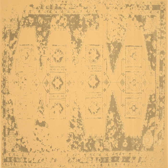 Square Machine Washable Abstract Brown Contemporary Rug, wshcon139brn