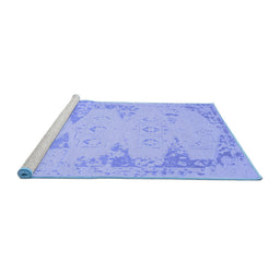 Sideview of Machine Washable Abstract Blue Contemporary Rug, wshcon139blu