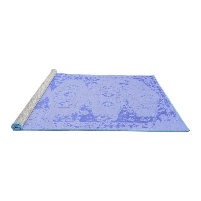 Sideview of Machine Washable Abstract Blue Contemporary Rug, wshcon139blu