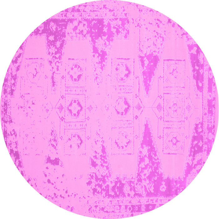 Round Abstract Pink Contemporary Rug, con139pnk