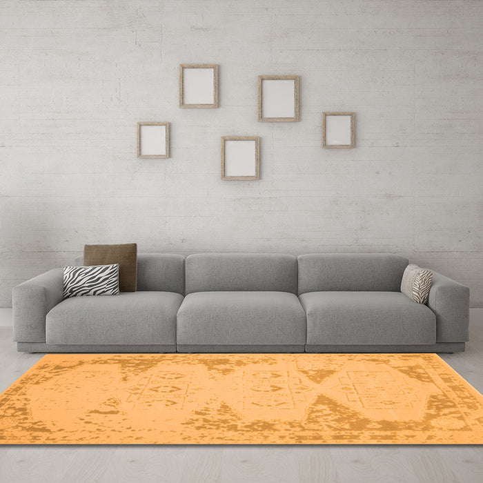 Machine Washable Abstract Orange Contemporary Area Rugs in a Living Room, wshcon139org