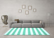 Machine Washable Solid Turquoise Modern Area Rugs in a Living Room,, wshcon13turq