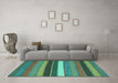 Machine Washable Abstract Turquoise Contemporary Area Rugs in a Living Room,, wshcon1400turq