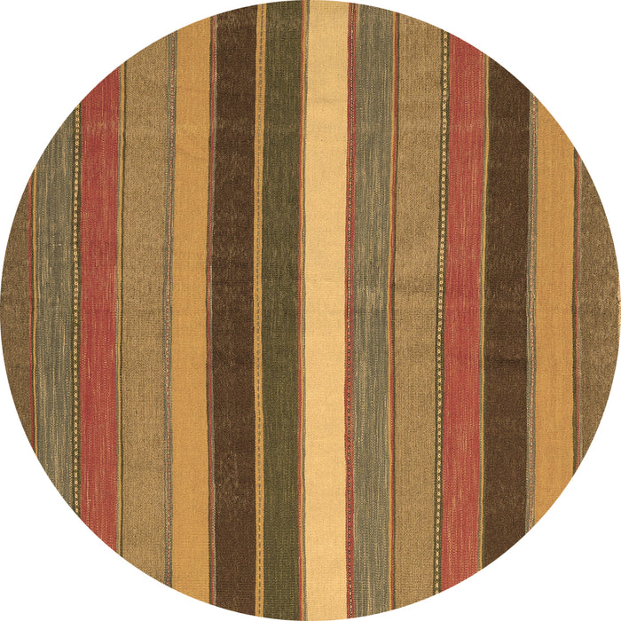 Round Abstract Brown Contemporary Rug, con1400brn