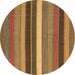 Round Abstract Brown Contemporary Rug, con1400brn