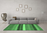 Machine Washable Abstract Emerald Green Contemporary Rug, wshcon1400emgrn