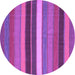 Round Machine Washable Abstract Purple Contemporary Area Rugs, wshcon1400pur