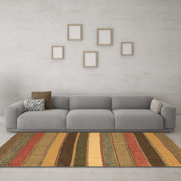 Machine Washable Abstract Brown Contemporary Rug in a Living Room,, wshcon1400brn