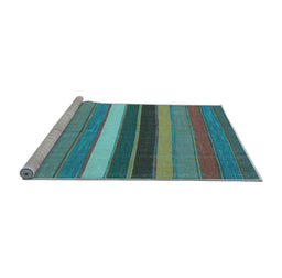 Sideview of Machine Washable Abstract Light Blue Contemporary Rug, wshcon1400lblu