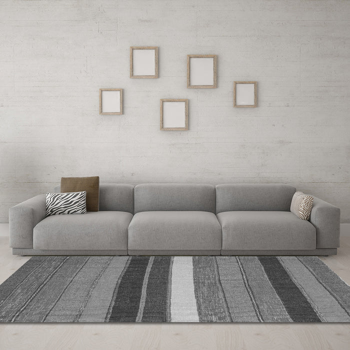 Machine Washable Abstract Gray Contemporary Rug in a Living Room,, wshcon1400gry