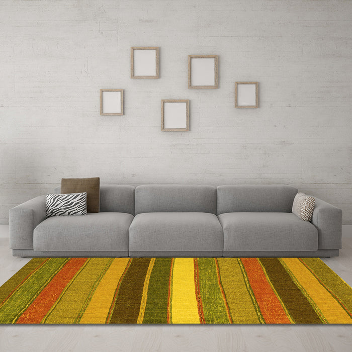 Machine Washable Abstract Yellow Contemporary Rug in a Living Room, wshcon1400yw
