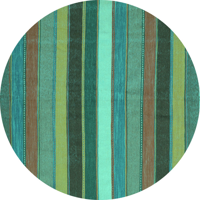 Round Abstract Turquoise Contemporary Rug, con1400turq