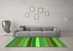 Machine Washable Abstract Green Contemporary Area Rugs in a Living Room,, wshcon1400grn