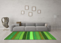 Machine Washable Abstract Green Contemporary Rug, wshcon1400grn