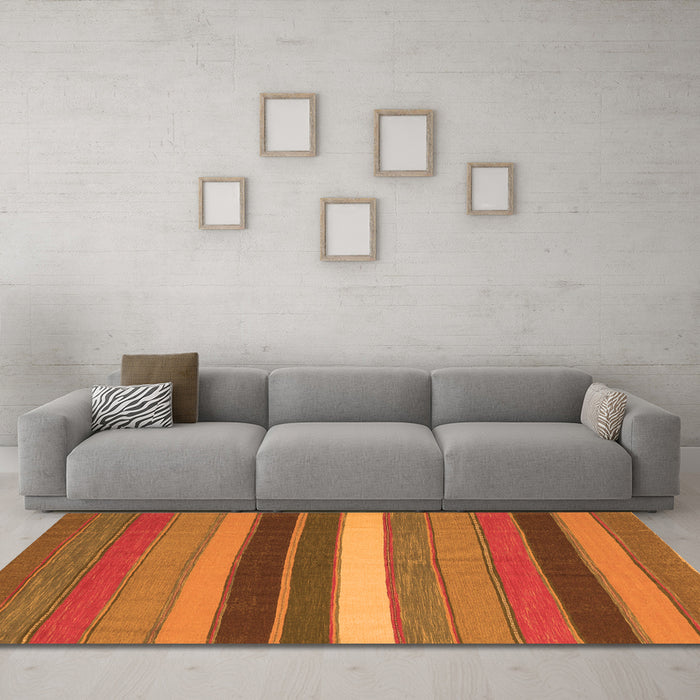 Machine Washable Abstract Orange Contemporary Area Rugs in a Living Room, wshcon1400org