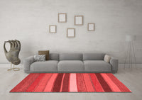 Machine Washable Abstract Red Contemporary Rug, wshcon1400red