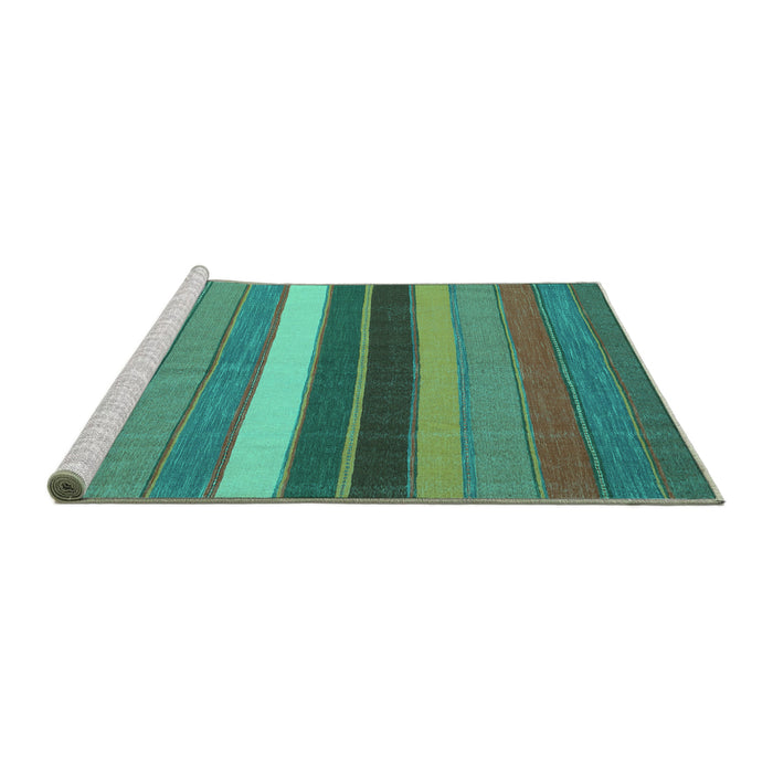 Sideview of Machine Washable Abstract Turquoise Contemporary Area Rugs, wshcon1400turq