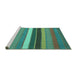 Sideview of Machine Washable Abstract Turquoise Contemporary Area Rugs, wshcon1400turq