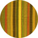 Round Machine Washable Abstract Yellow Contemporary Rug, wshcon1400yw