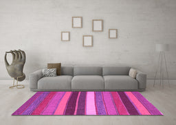 Machine Washable Abstract Pink Contemporary Rug in a Living Room, wshcon1400pnk