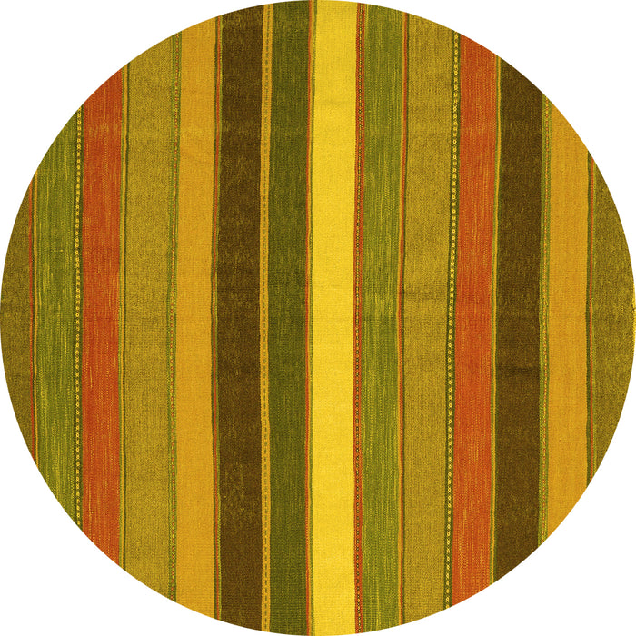Round Abstract Yellow Contemporary Rug, con1400yw