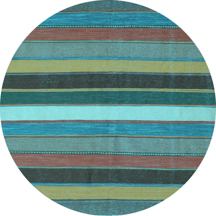 Round Abstract Light Blue Contemporary Rug, con1400lblu
