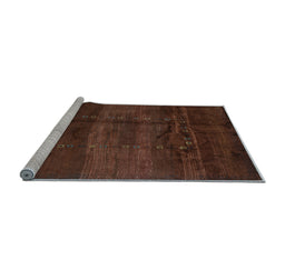 Sideview of Machine Washable Abstract Light Blue Contemporary Rug, wshcon1401lblu