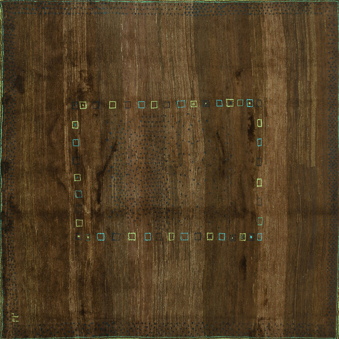 Square Machine Washable Abstract Turquoise Contemporary Area Rugs, wshcon1401turq