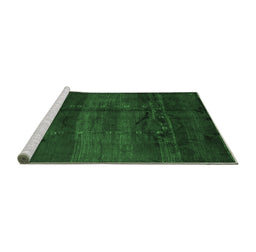 Sideview of Machine Washable Abstract Emerald Green Contemporary Area Rugs, wshcon1401emgrn