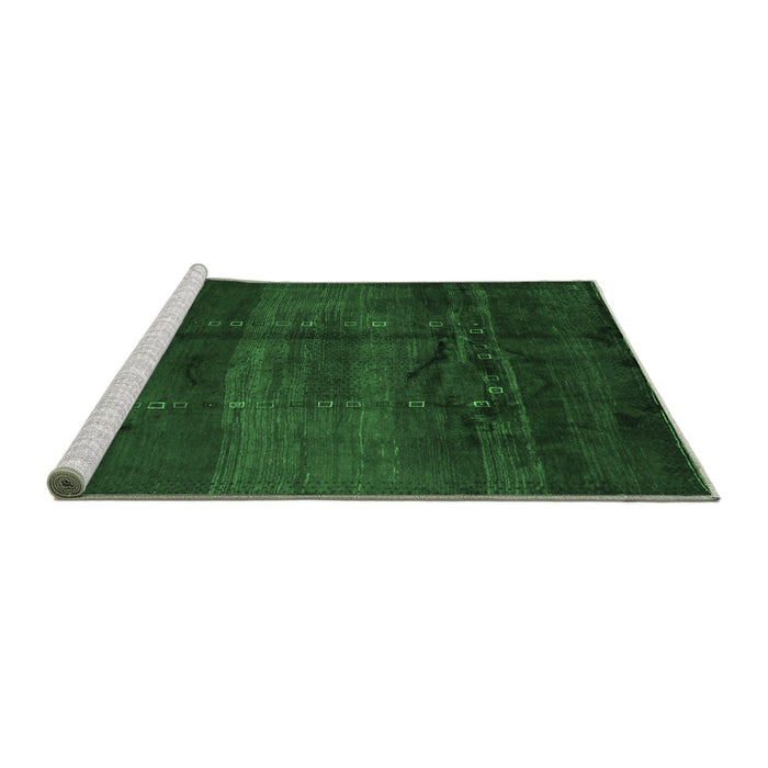 Sideview of Machine Washable Abstract Emerald Green Contemporary Area Rugs, wshcon1401emgrn