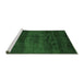 Sideview of Machine Washable Abstract Emerald Green Contemporary Area Rugs, wshcon1401emgrn