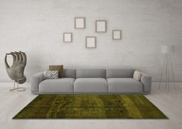 Machine Washable Abstract Green Contemporary Area Rugs in a Living Room,, wshcon1401grn