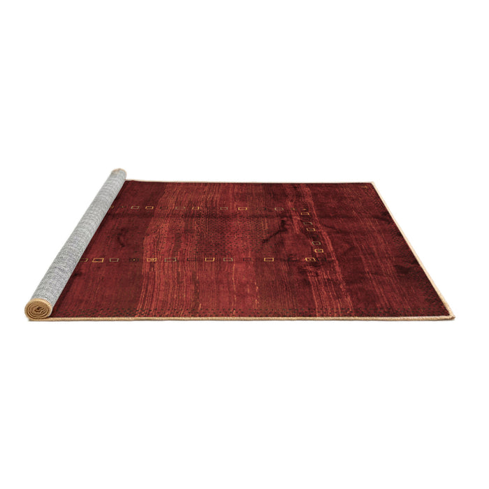 Sideview of Machine Washable Abstract Brown Contemporary Rug, wshcon1401brn