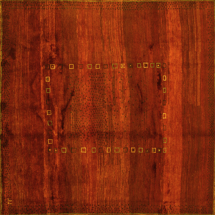 Square Machine Washable Abstract Yellow Contemporary Rug, wshcon1401yw