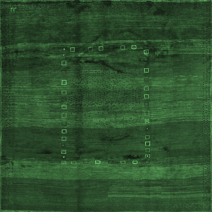 Square Abstract Emerald Green Contemporary Rug, con1401emgrn