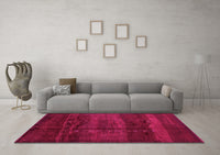 Machine Washable Abstract Pink Contemporary Rug, wshcon1401pnk