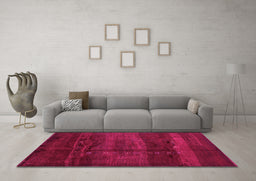 Machine Washable Abstract Pink Contemporary Rug in a Living Room, wshcon1401pnk