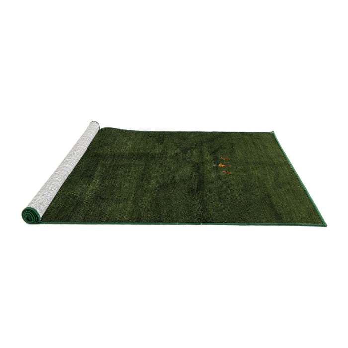 Serging Thickness of Machine Washable Contemporary Dark Forest Green Rug, wshcon1402