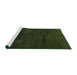 Serging Thickness of Machine Washable Contemporary Dark Forest Green Rug, wshcon1402