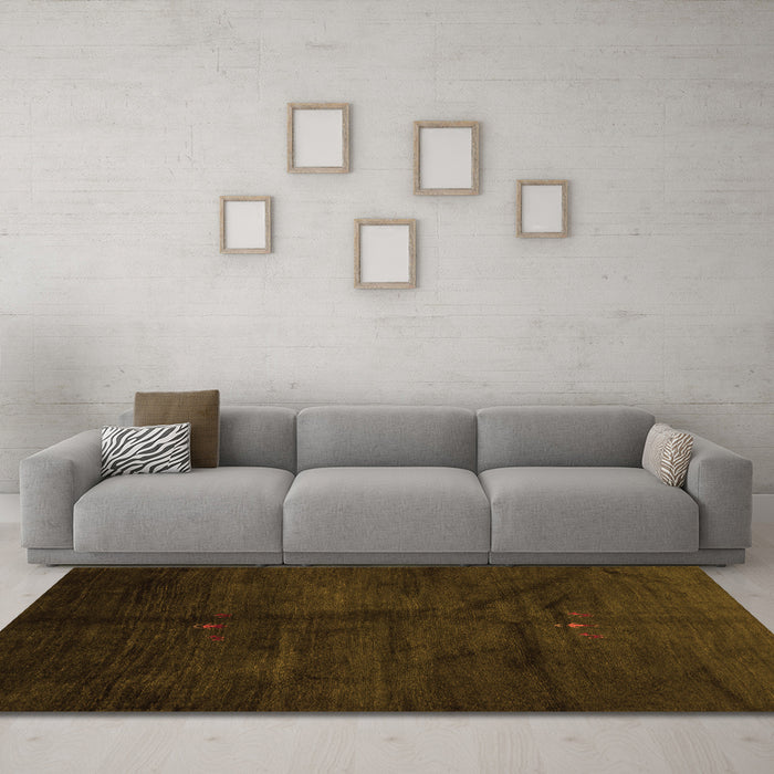 Machine Washable Abstract Orange Contemporary Area Rugs in a Living Room, wshcon1402org