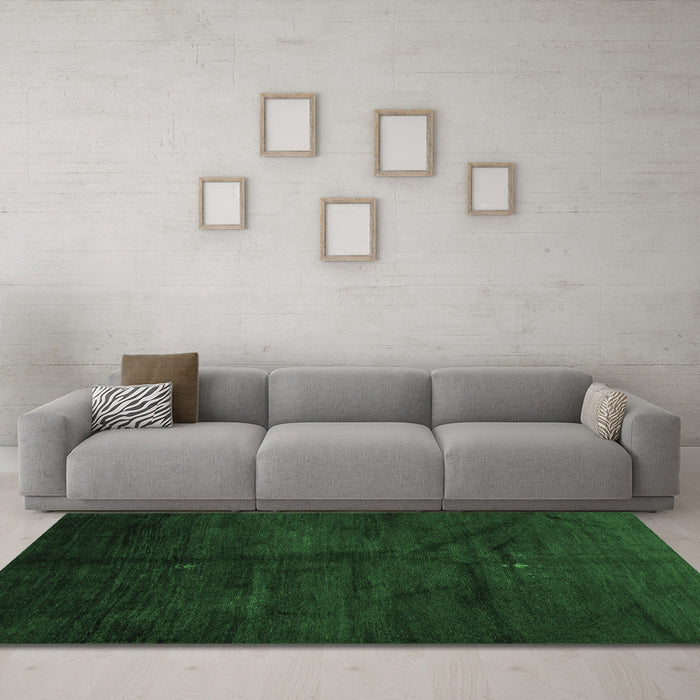 Machine Washable Abstract Emerald Green Contemporary Area Rugs in a Living Room,, wshcon1402emgrn